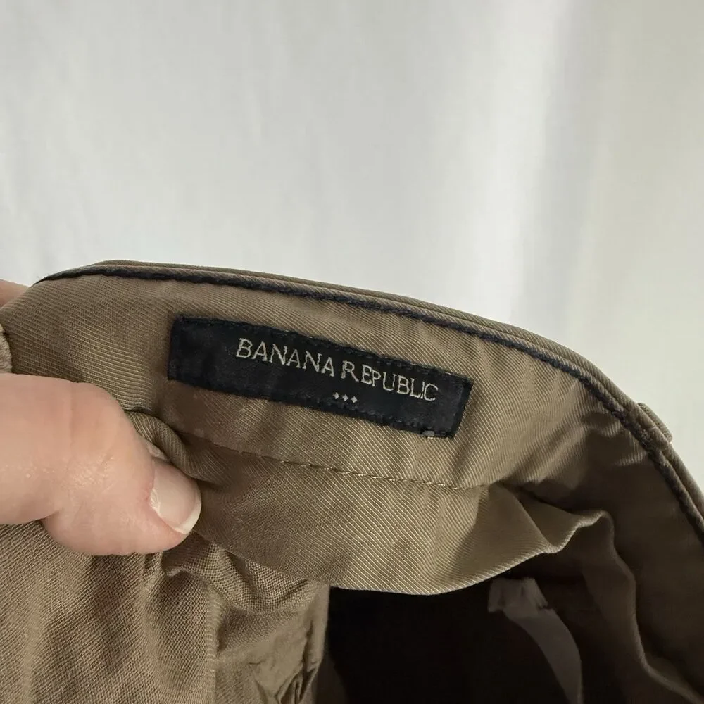 Banana Republic Lived In Chino Pants Men's 32x34 Beige Flat Front Cotton Blend